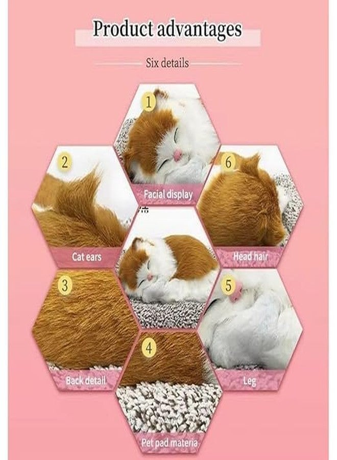 ELOTES Cute Sleeping Cat Plush Toy with Meow Sound,Car Dashboard Accessories,Super Soft Stuffed Animal on Grey Mat Home Decor Office Desk showpiece Hand Toy Gift for Kids Boys,Girls & Girlfriend - Image 4